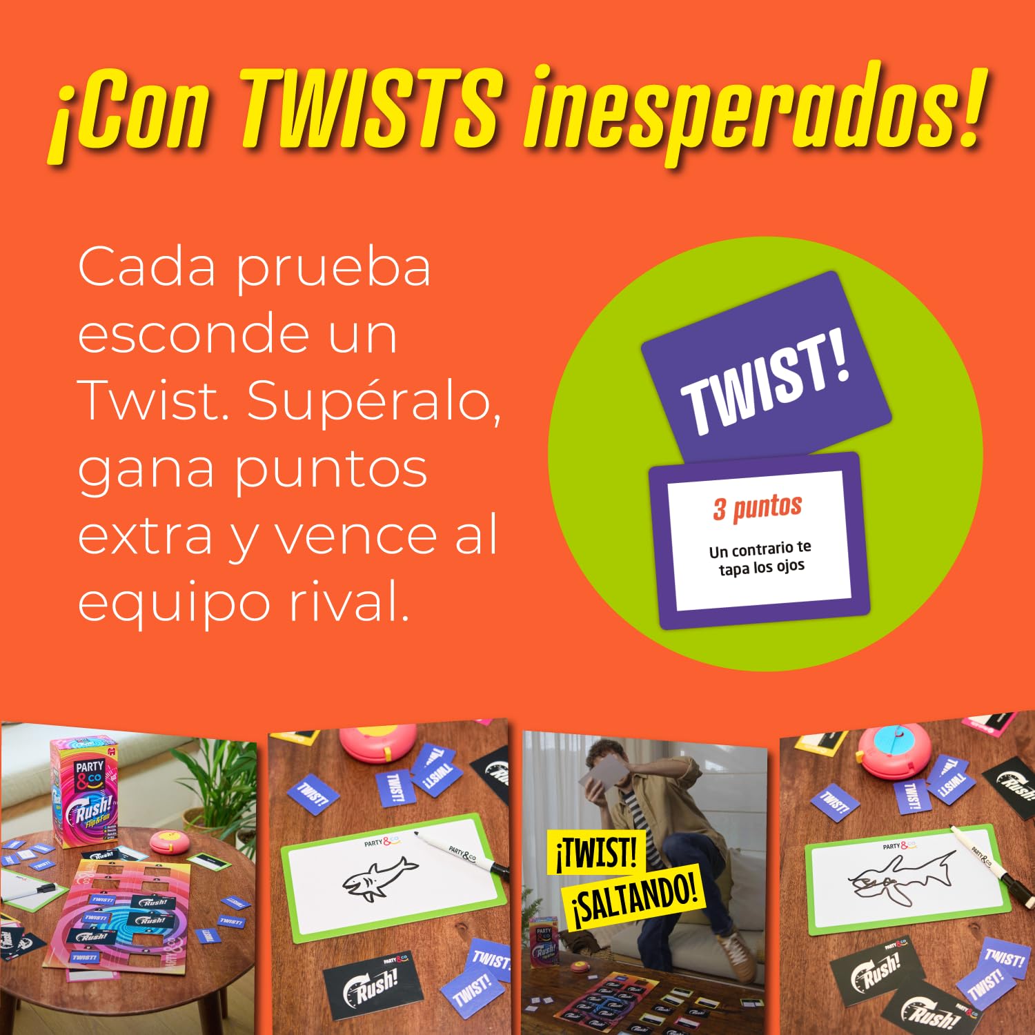 PARTY & CO. Rush - Juego de Mesa multiprueba, Divertido y por Equipos, Juego para Fiestas, Recomendado a Partir de 14 años