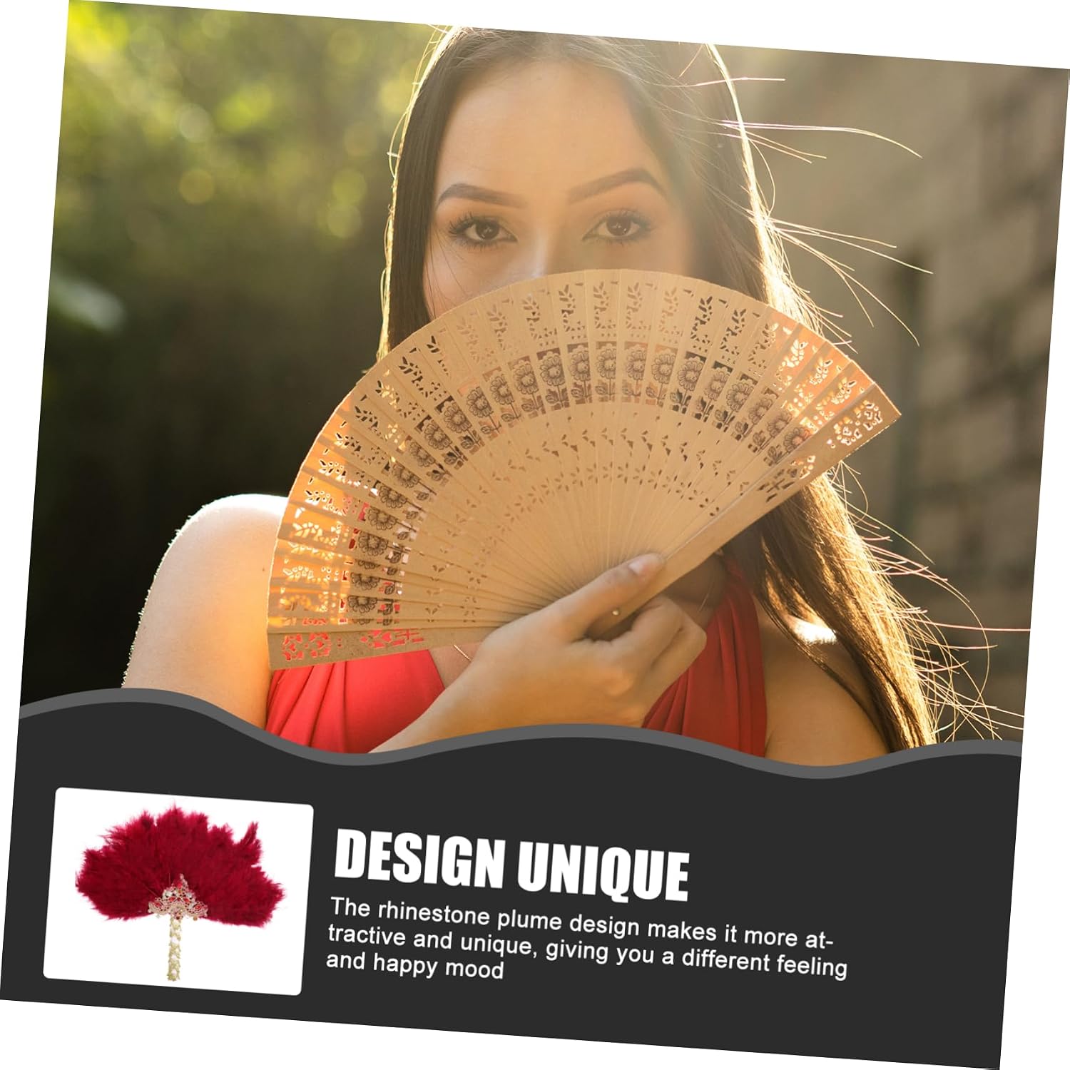 Hand Fan for Women Wedding Bridal Fan Rhinestone Plume Design for Bride