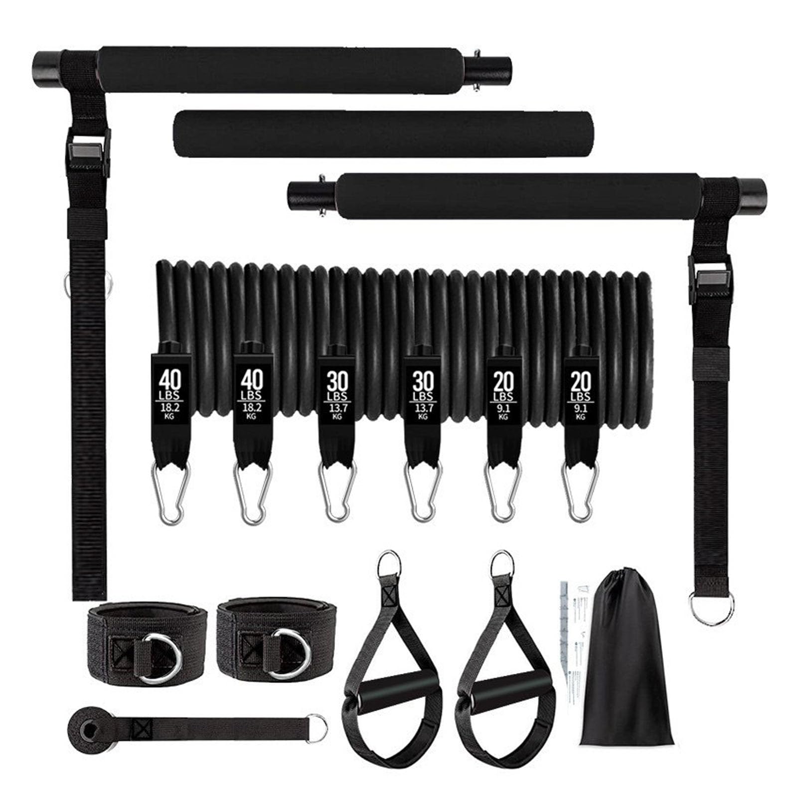 Diyeeni Kit de Barra de Pilates con Bandas de Resistencia Ajustables, 20