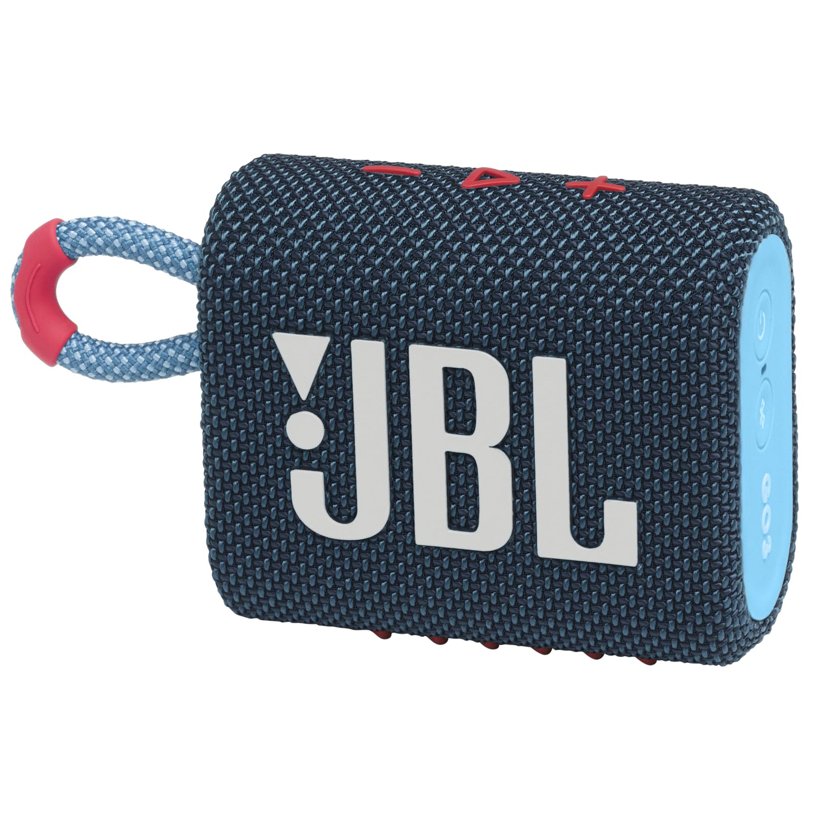 JBL Go 3 Portable Waterproof Speaker with JBL Pro Sound, Powerful Audio, Punchy Bass, Ultra-Compact Size, Dustproof, Wireless Bluetooth Streaming, 5 Hours of Playtime - Blue/Pink, JBLGO3BLUP, Small Multicolour Go3