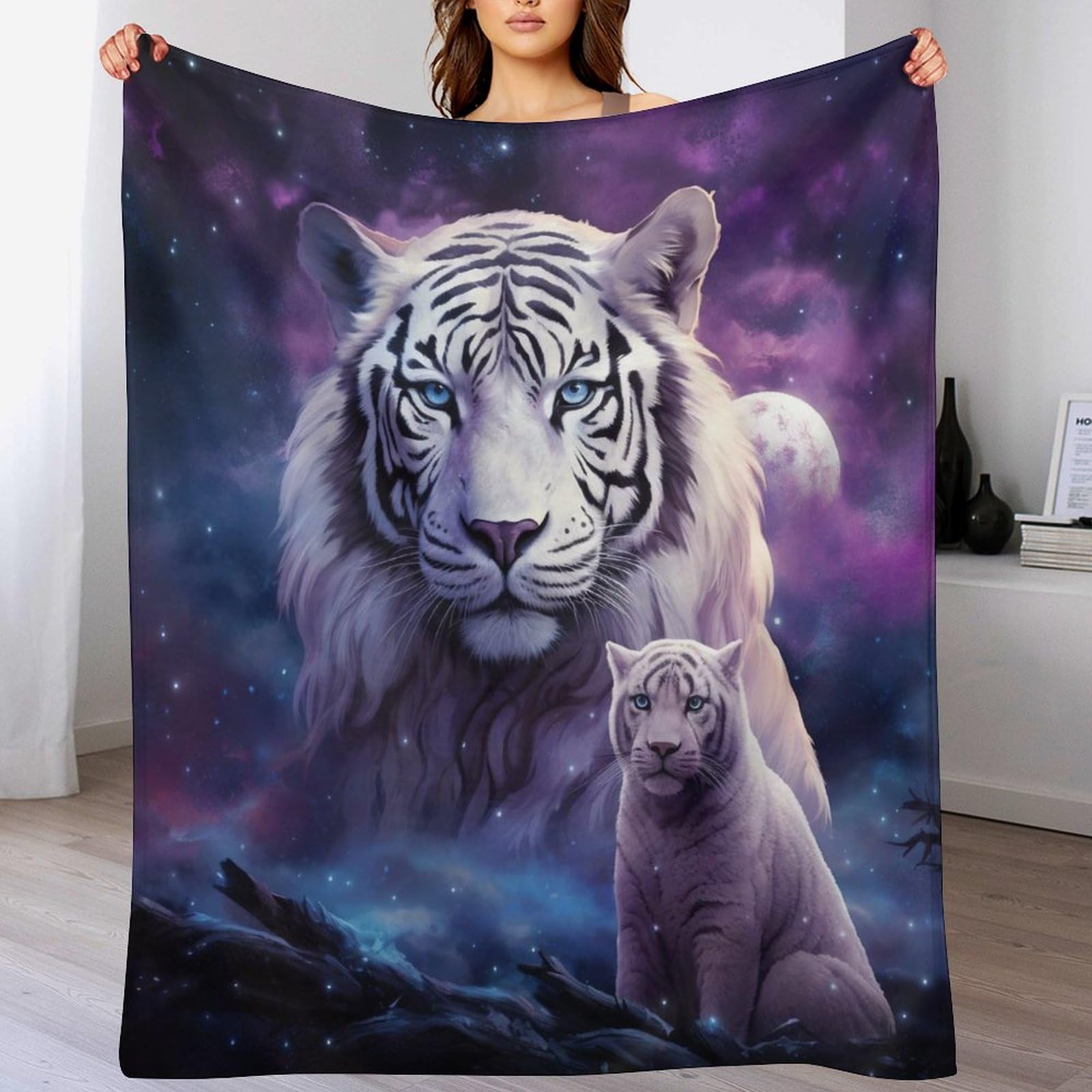 Manta de forro polar contra el frío diseño de tigre para cama
