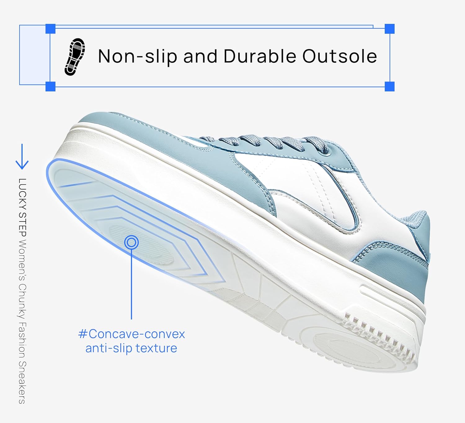 LUCKY STEP Women's Chunky Fashion Sneakers Platform Casual Non Slip Walking Shoes Low Top Comfortable Classic Athletic Sneaker - Image 4