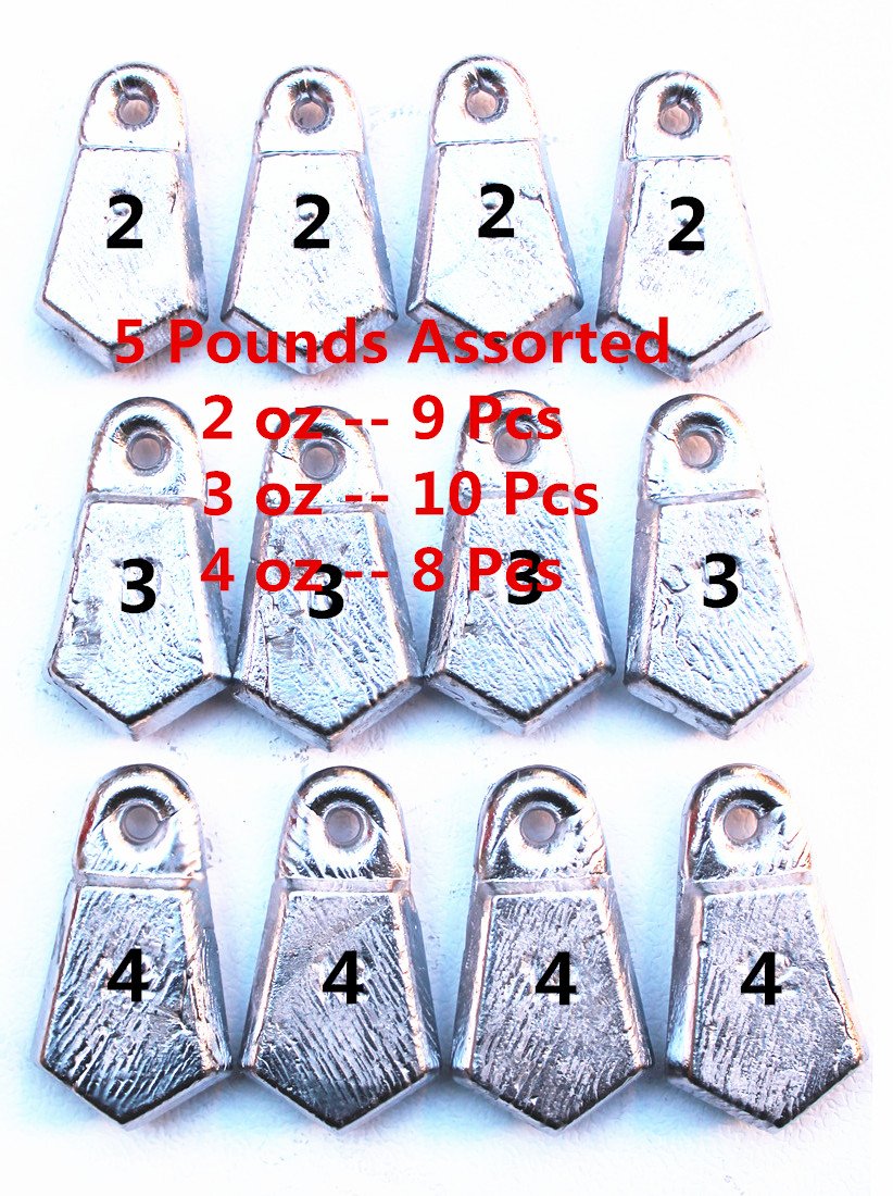 Kathy store INC Flat Bank Sinkers Fishing Sinkers Assorted Weights (5 LB)  Free Small Scissors