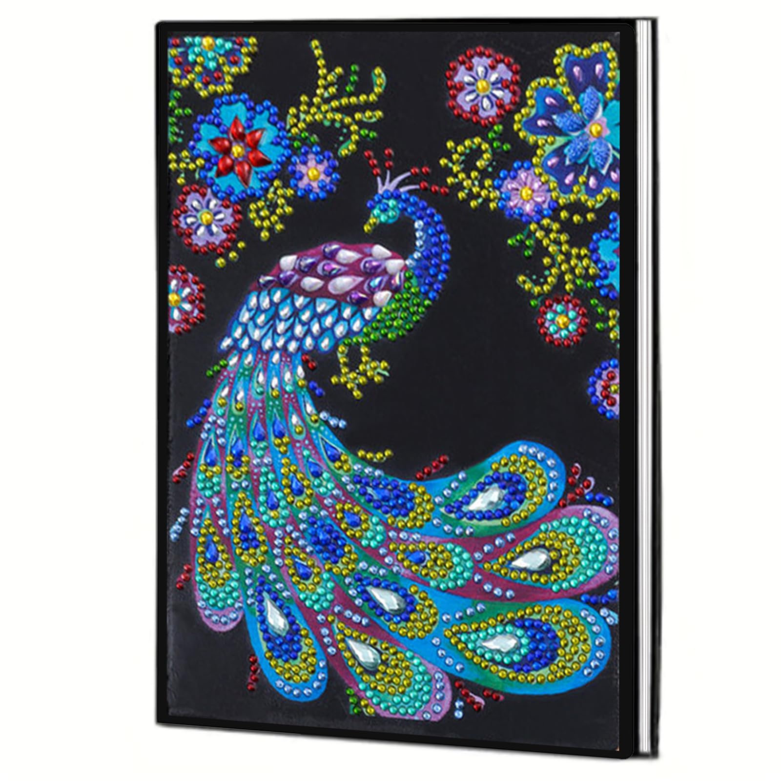 Diamond Art Painting Notebook Journal for Adults – DIY Special Shape Rhinestone A5 Sketchbook, Gem Art Craft Gift for Beginners Teenagers Graduation Birthday 50 Pages(Peacock)