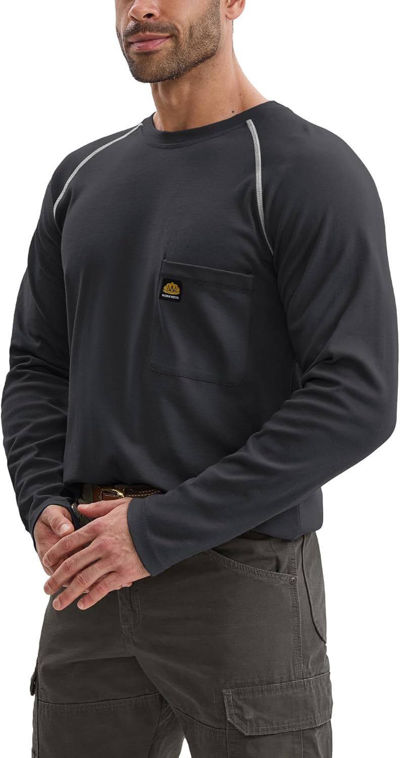 WORKWEYA FR Shirts Flame Resistant Shirt 6.5oz Men's NFPA 2112/CAT2 Long Sleeve Shirt - Image 7