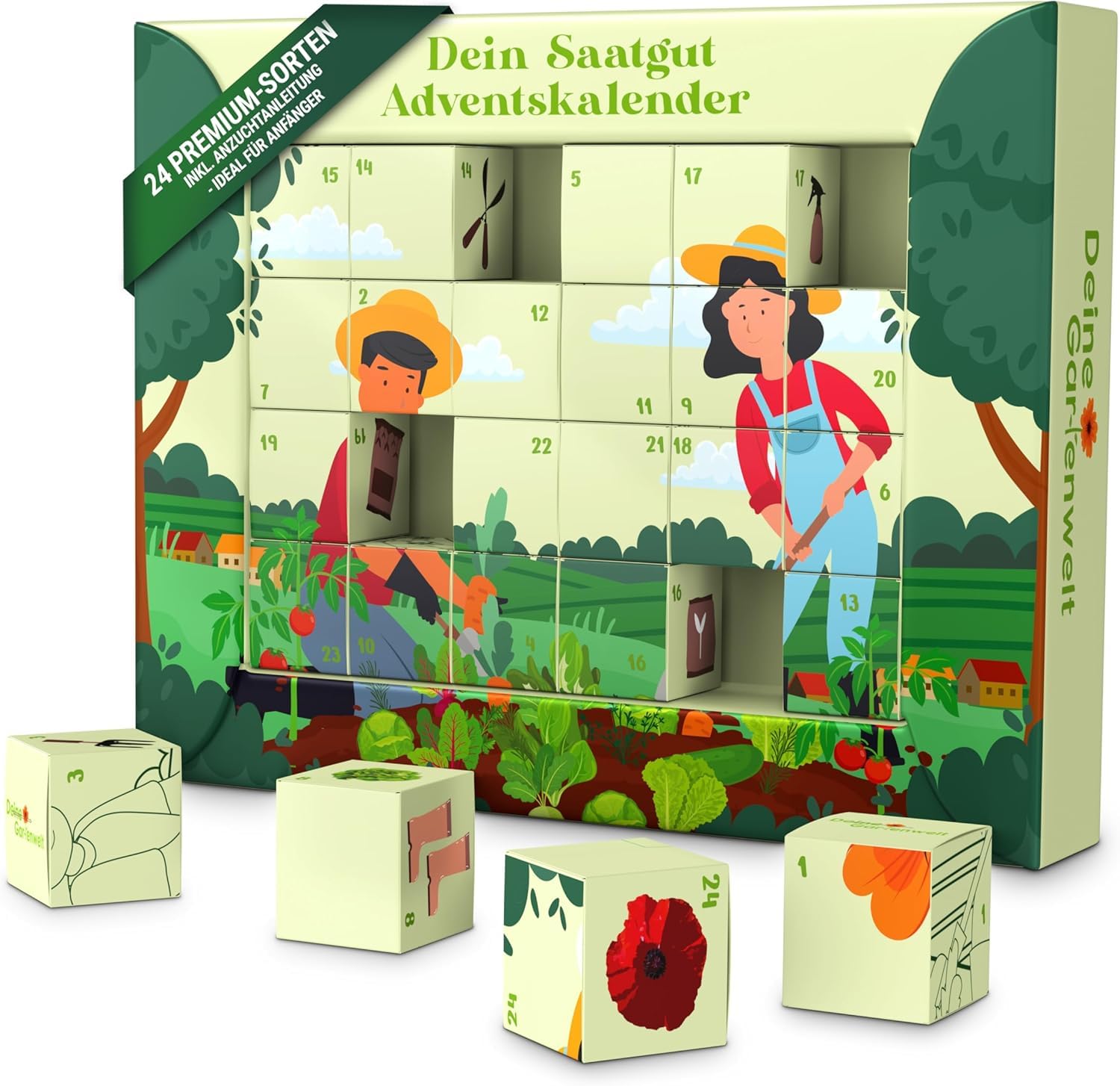 Saatgut Adventskalender Samen mit Gemsesamen, Krutersamen und  Blumensamen, Adventskalender Garten : Amazon.de: Garten