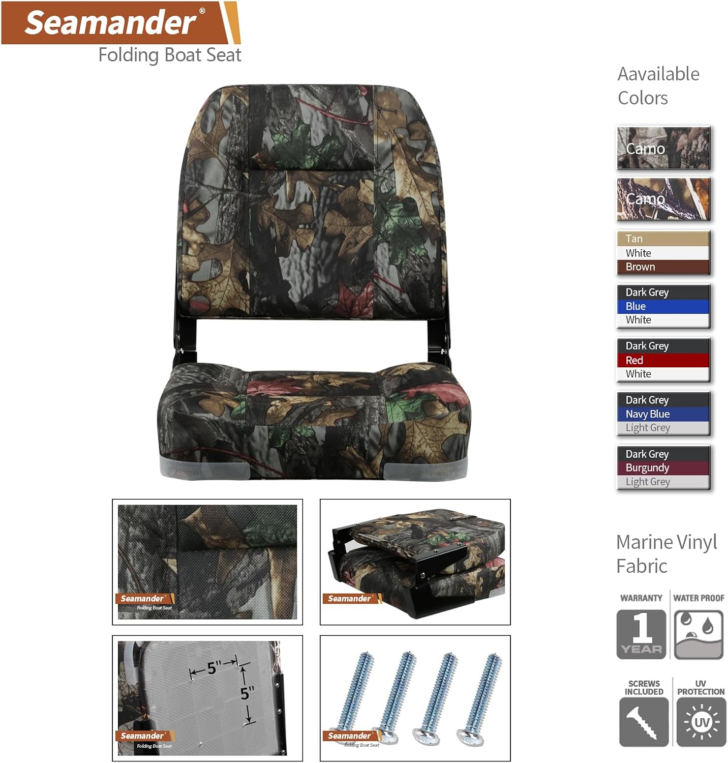 Seamander Marine Boat Seat,Camo Boat Seats