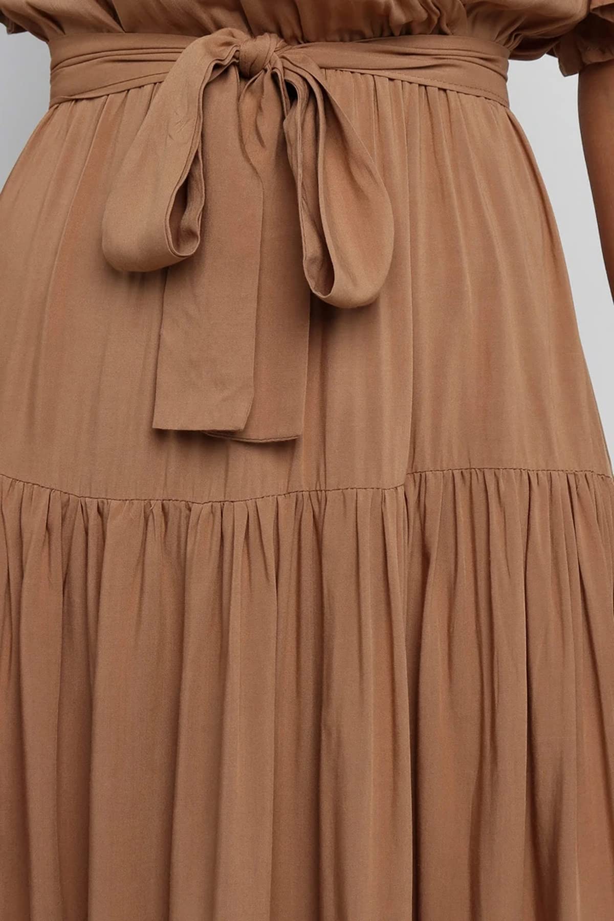 R.Vivimos Summer Dress for Women Cotton Ruffle Short Sleeves V Neck Casual Flowy Midi Dress with Belt