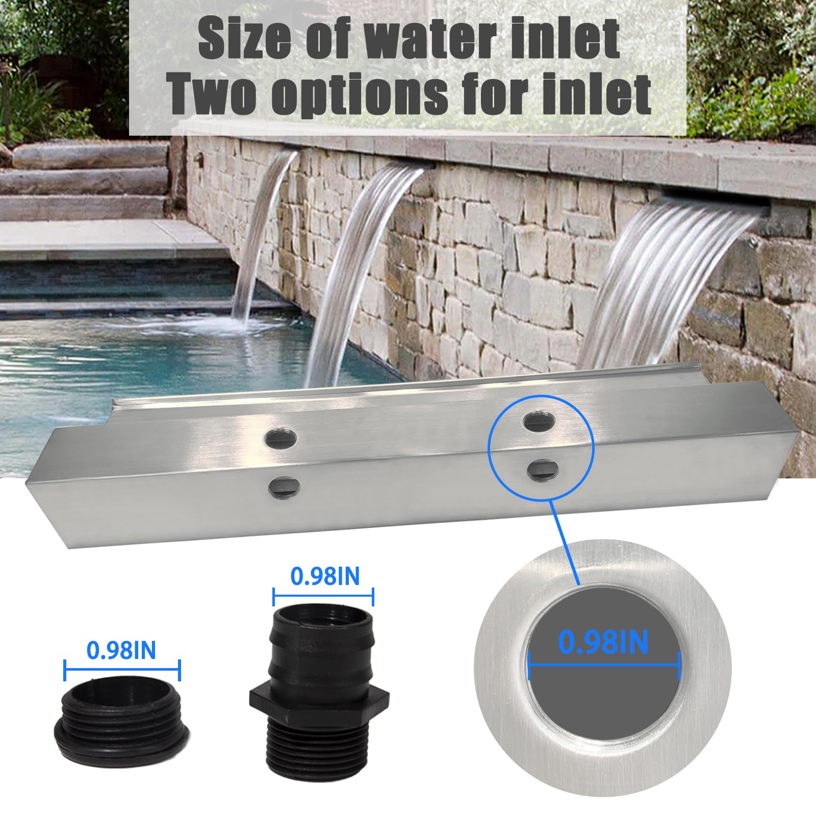 Waterfall Spillway Fountain 304 Stainless Steel Water Pool Fountain ...
