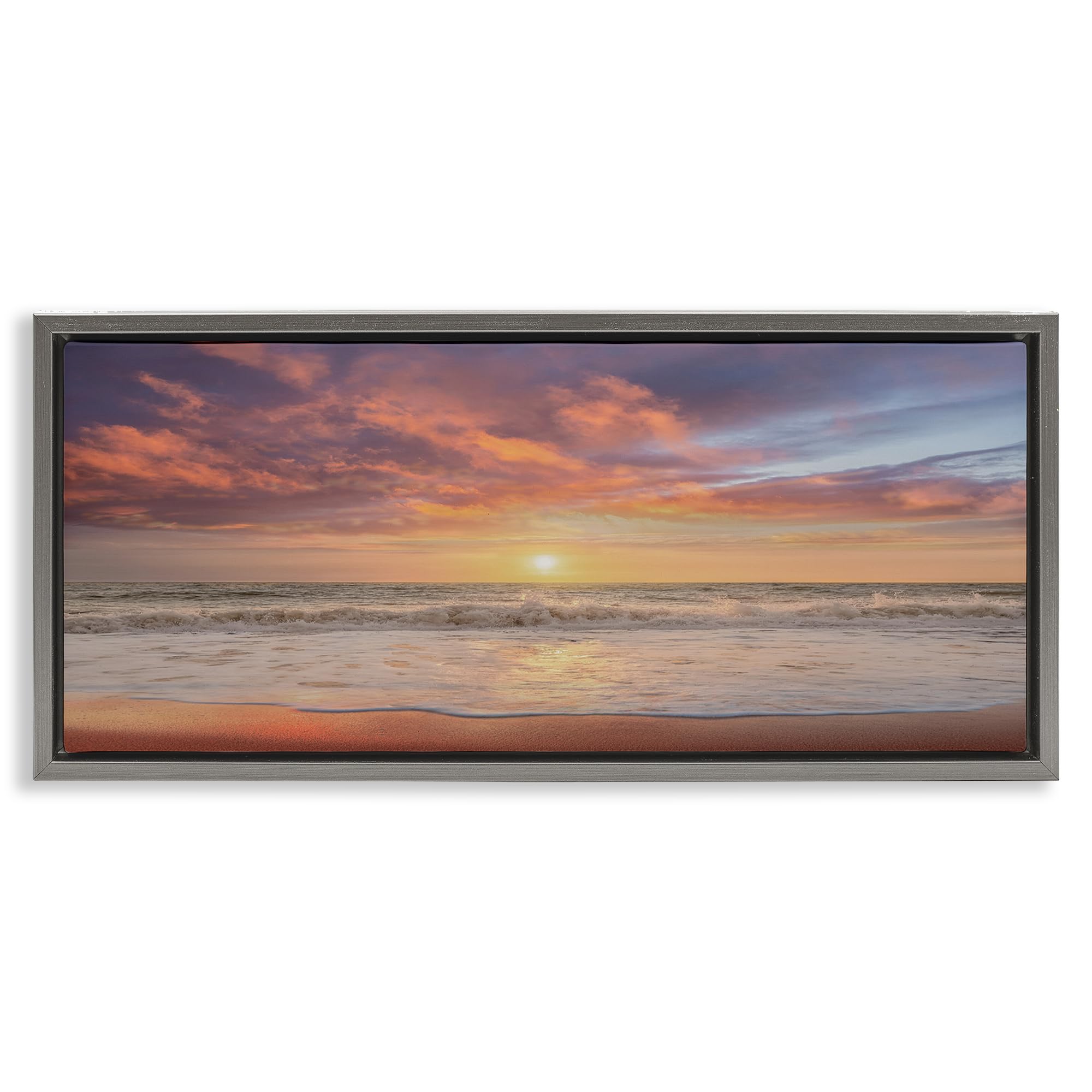 Stupell Industries Luster Gray (Matte) Vivid Sunset Ocean Horizon, 13 X 30 Inch Canvas In Floater Frame
