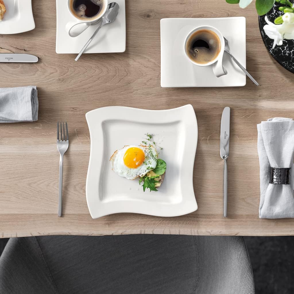 Villeroy & Boch New Wave Square Salad Plate, 9.5 in, Premium Porcelain, White image 4