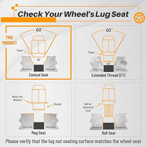 Miniatura 3 de MIKKUPPA 24 tuercas de llanta M14x2.0 – Reemplazo para Ford F-150 2004-2014, Ford Expedition 2003-2014, ruedas Lincoln Navigator 2003-2012 – Tuercas