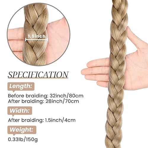 Miniatura 8 de HAIRCUBE Extensión de cola de caballo larga trenzada con lazo para el cabello, extensiones de cabello lacio envolvente, pieza de cabello sintético