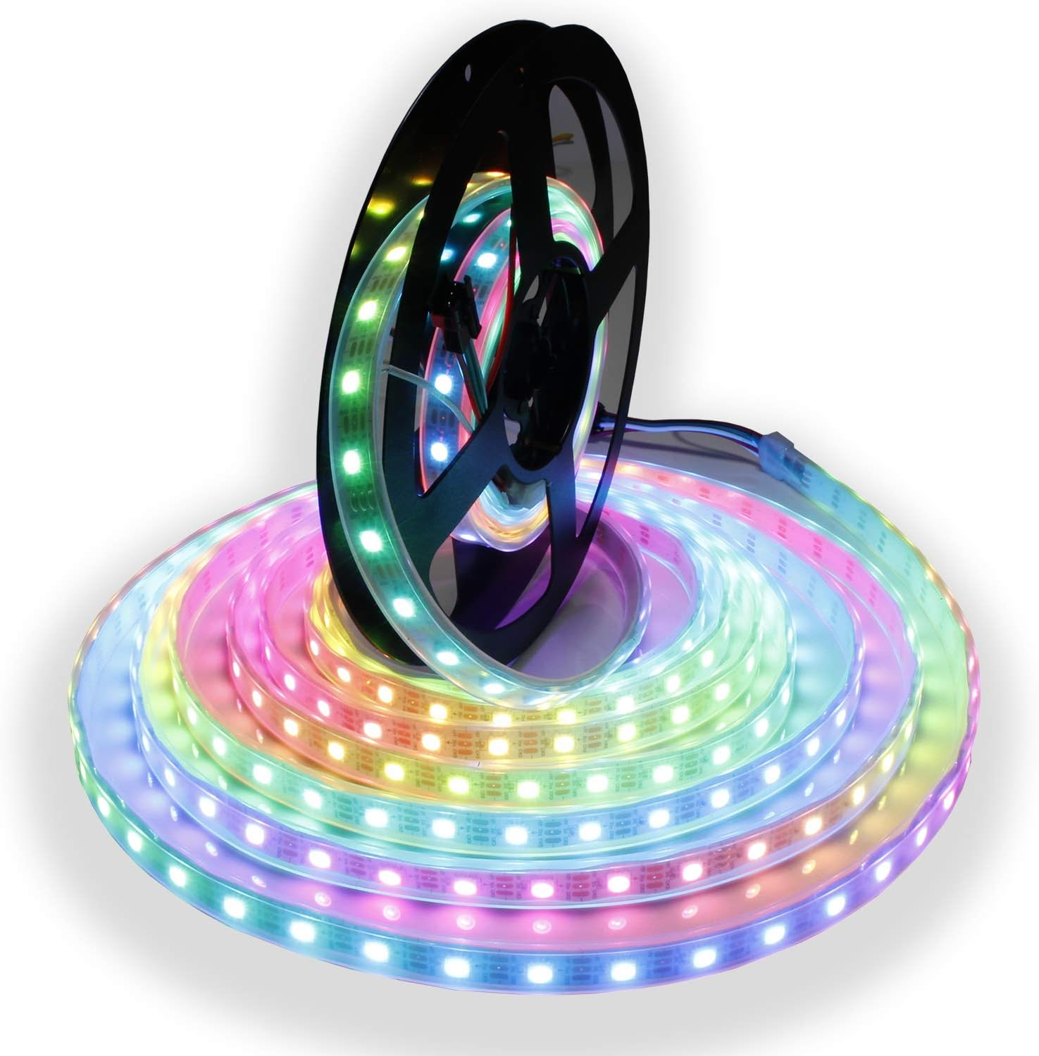 WS2812B Individually Addressable LED Strip Light 5050 RGB Dream Color 300 LEDs Waterproof IP67 5M DC 5V White PCB
