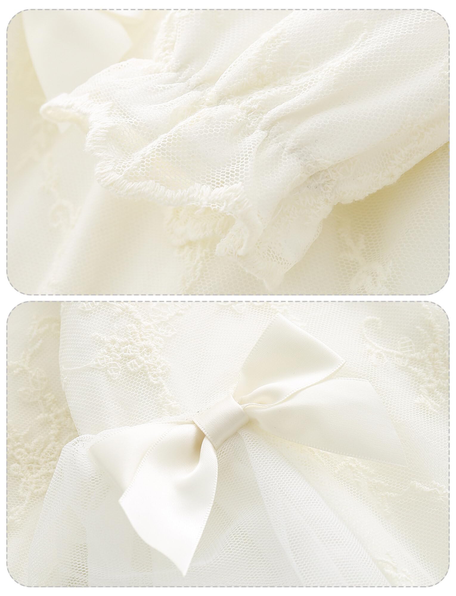 Happy Cherry Neonata Abito da Battesimo Maniche Lunghe/Senza Maniche Bambina Vestito da Matrimonio Compleanno Festa Bianco Elegante Abitini da Principessa + Cappello 0-24 Mesi