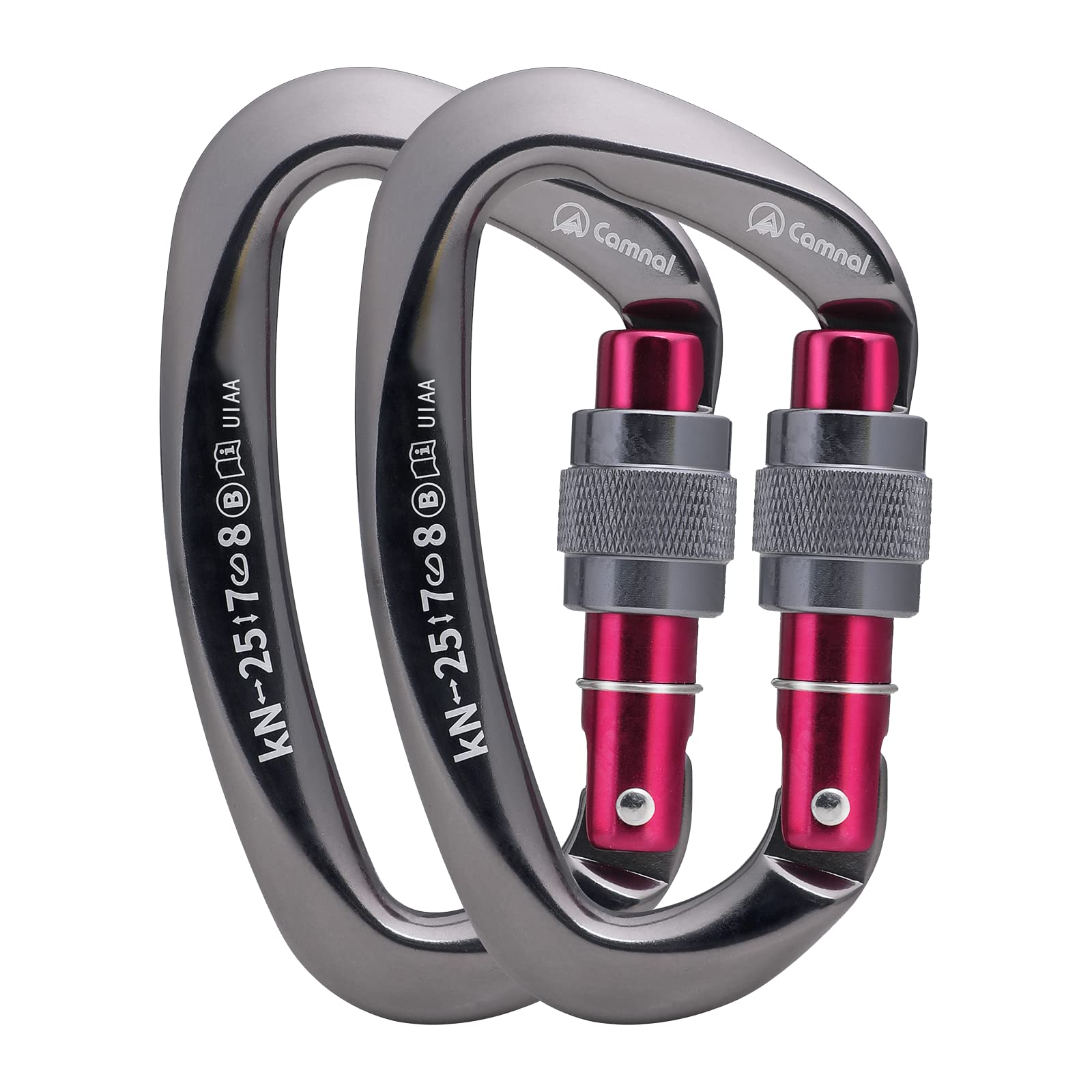 CAMNAL Heavy Duty Carabiner UIAA Certified Locking Carabiner 25KN (about 5620 lbs) Screw Lock Carabiner D Shape Carabiner Clip for Rock Climbing, Mountaineer, Aerial Work