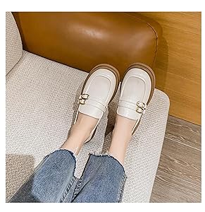 Amazon.com | TNXZ Girl's Chunky Platform Loafers with Buckle