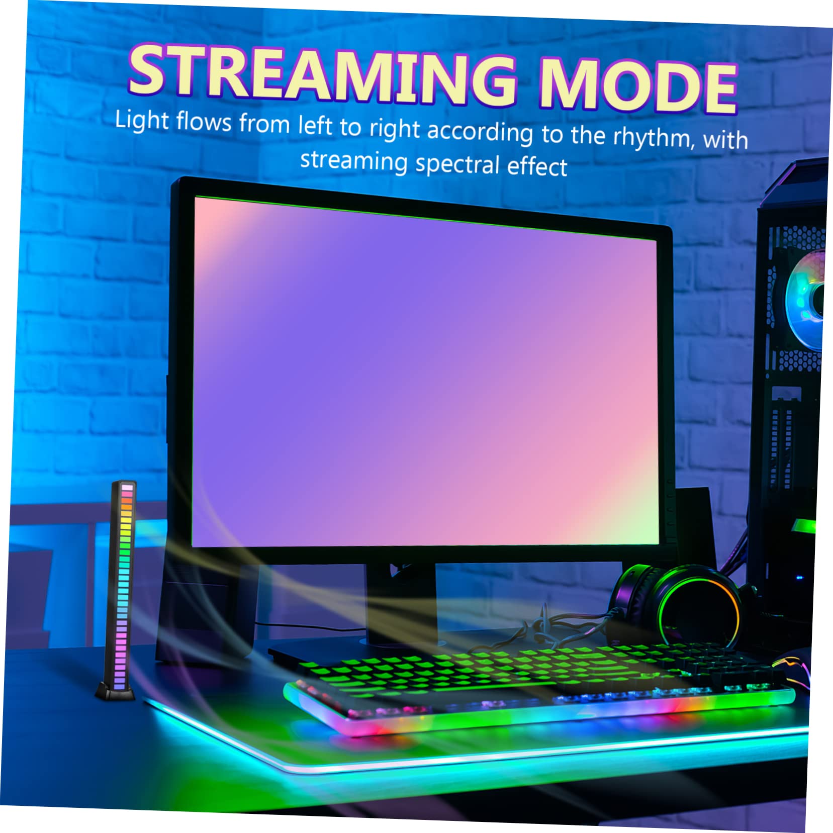 OSALADI 2Er Set Wiederaufladbare Rgb Rhythmus Lichtstangen Mit Sprachaktivierter Musiksteuerung Für Auto Schlafzimmer Und Party Beleuchtung