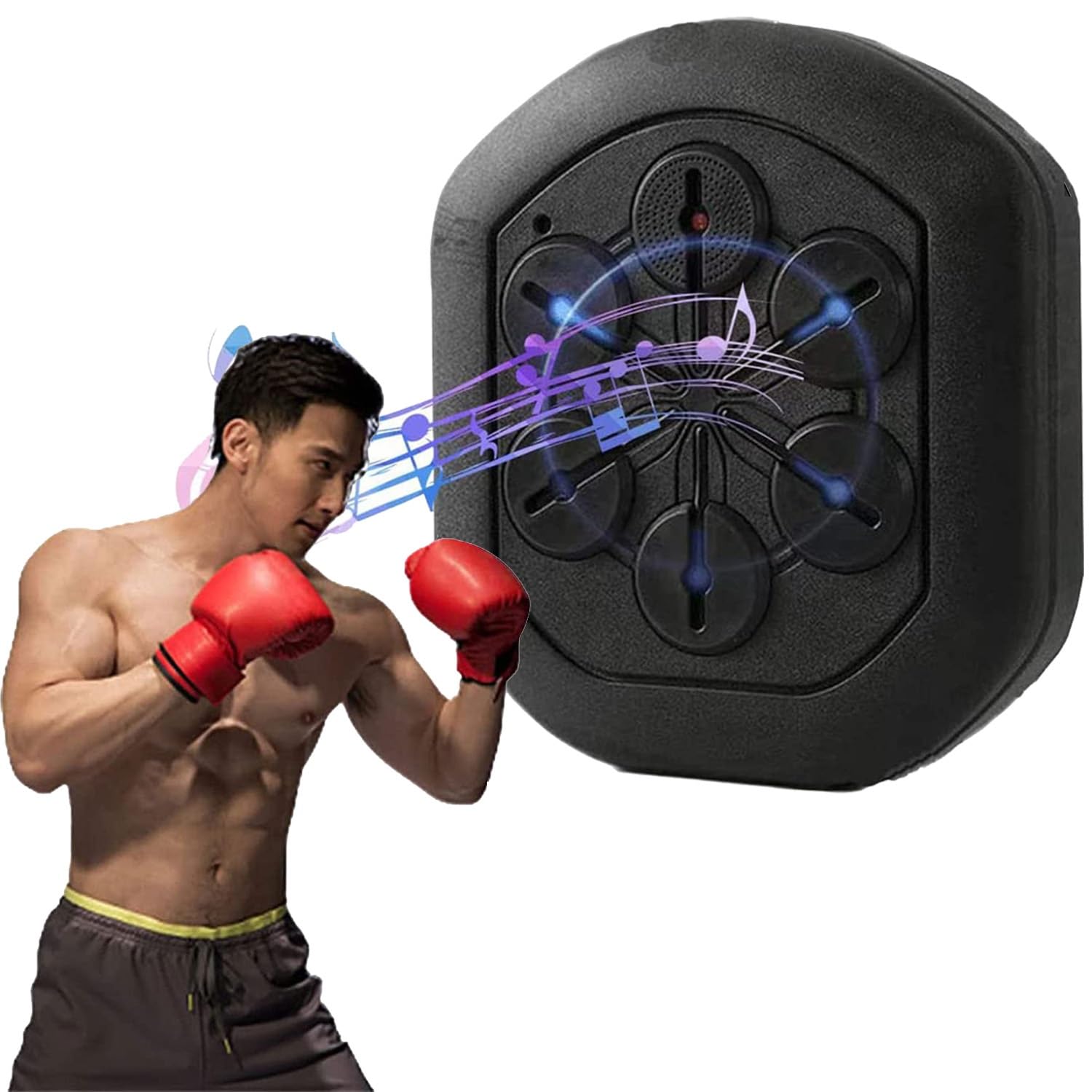 Máquina de boxeo inteligente para interiores que se puede conectar a una máquina de boxeo con música Bluetooth y carga USB, almohadilla de boxeo con música electrónica para entrenamiento en casa