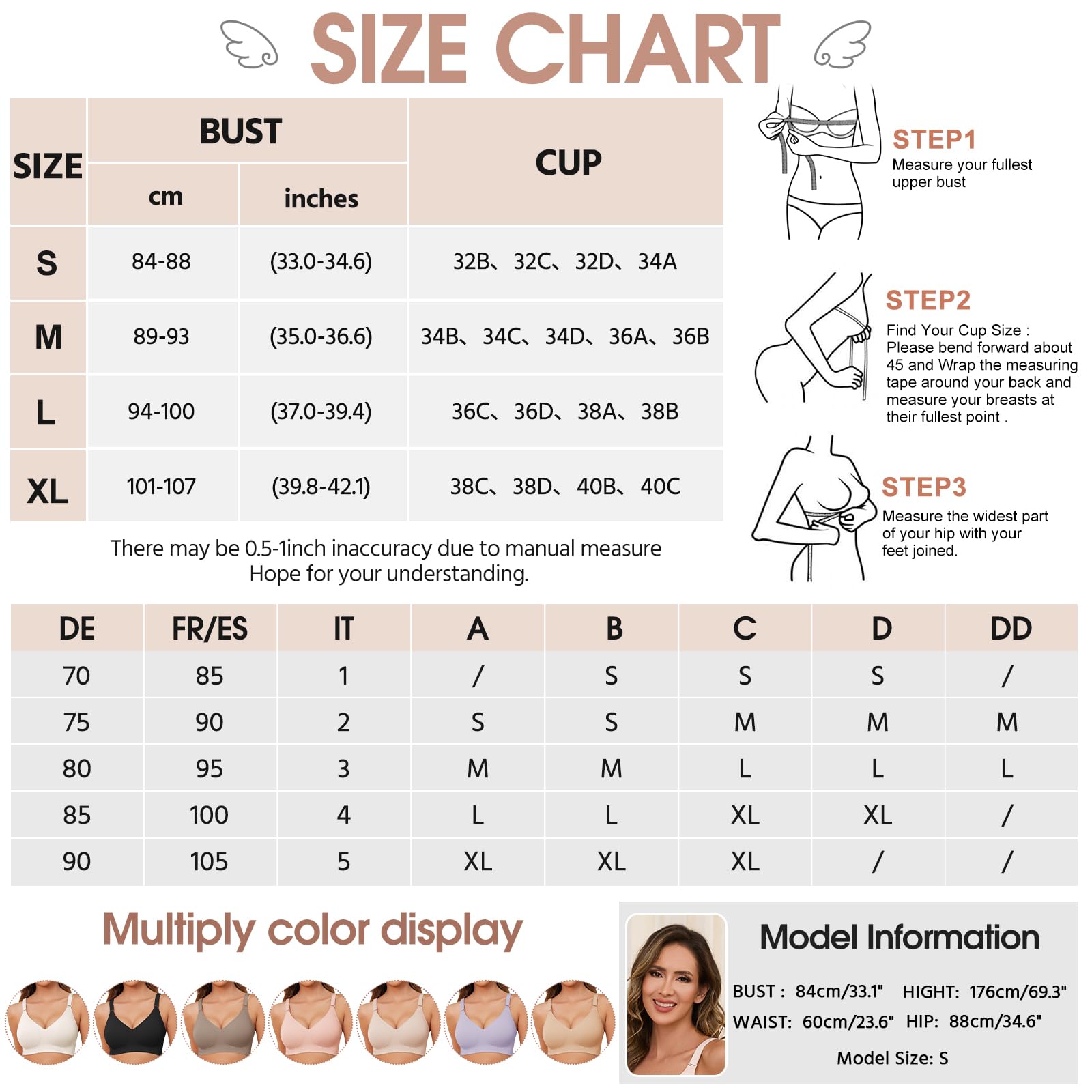 Xnova Sujetadores Mujer sin Aros con Relleno Sujetador Reductores sin Costuras Sostenes de Mujer Push Up Bralette Comodos Brasier de Dormir