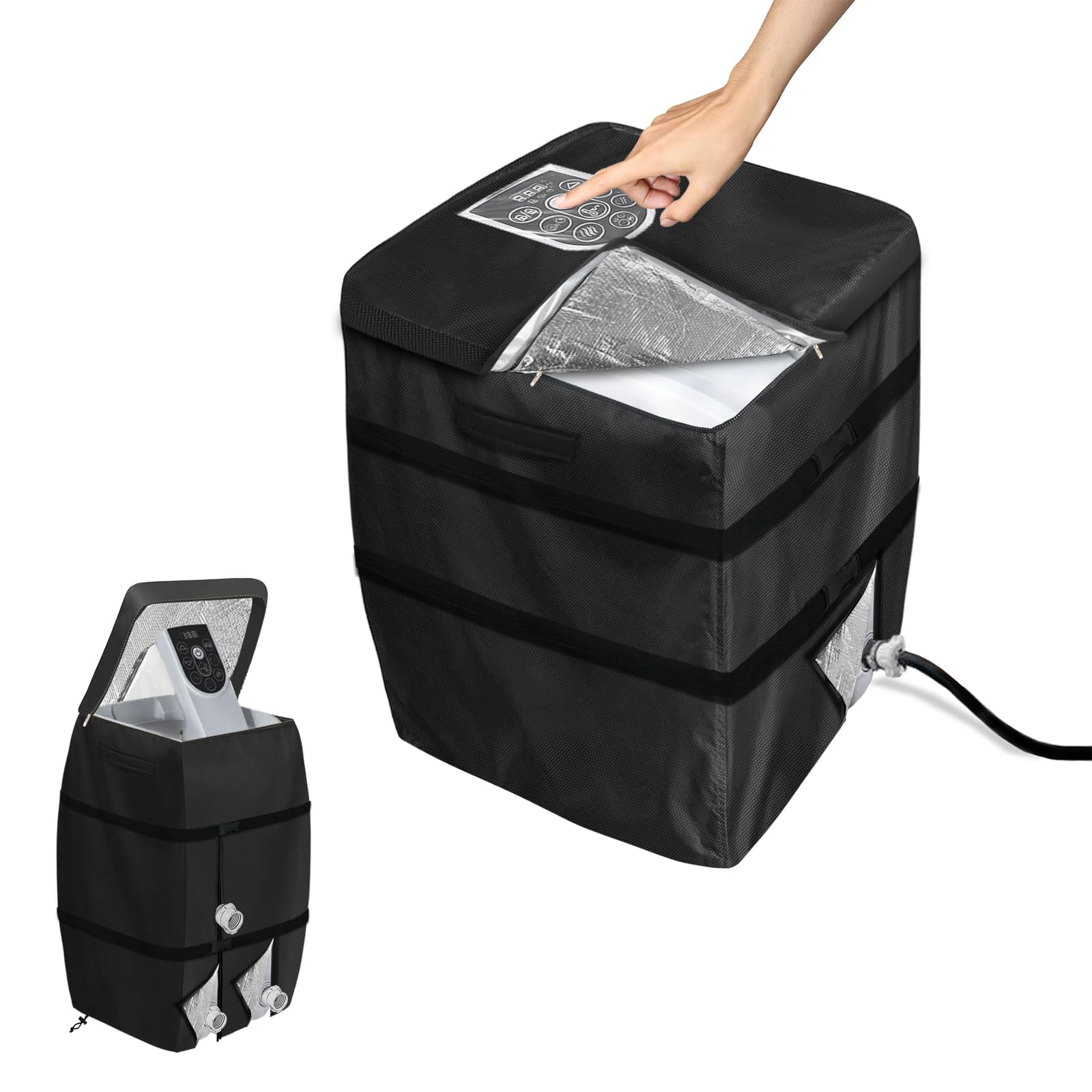 Hot Tub Spa Heater Pump Winter Cover,with Cold Snap Foil Insulation and Plush Lining,Waterproof Dustproof Hot Tub Spa Heater Pump Cover(Black,Square)-picture-11