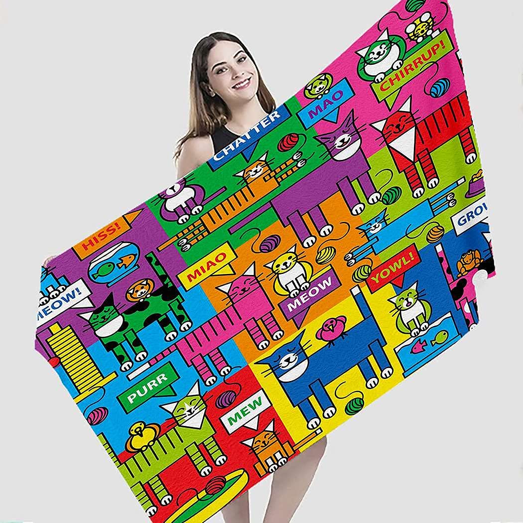 Lsjuee Colorful Beach Towel Youth Sand Free Superfine Fiber Baby Beach Towel Coverup for Honeymoon SPA Beach Pool Hawaii Camping Swimming Class Swimming Picnic Exercise or Training 32INx52IN