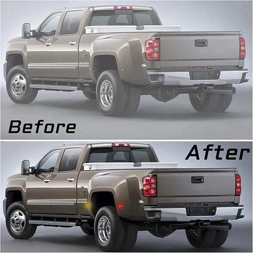 Miniatura 9 de Lentes ahumadas ámbar rojo guardabarros LED laterales luces de marcador lateral para Chevy Silverado GMC Sierra 2500HD 3500HD 2015-2023 doble rueda