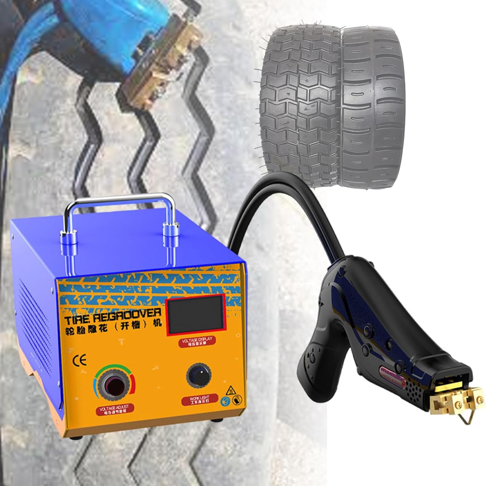 ylpddmm 1000W Tire Regrooving Tool, Tire Groover Machine Tire Grooving Tool with 20 U/V-Shaped Blades Tire Cutter Truck Off Road Grooving Cutter for Rubber and Tires