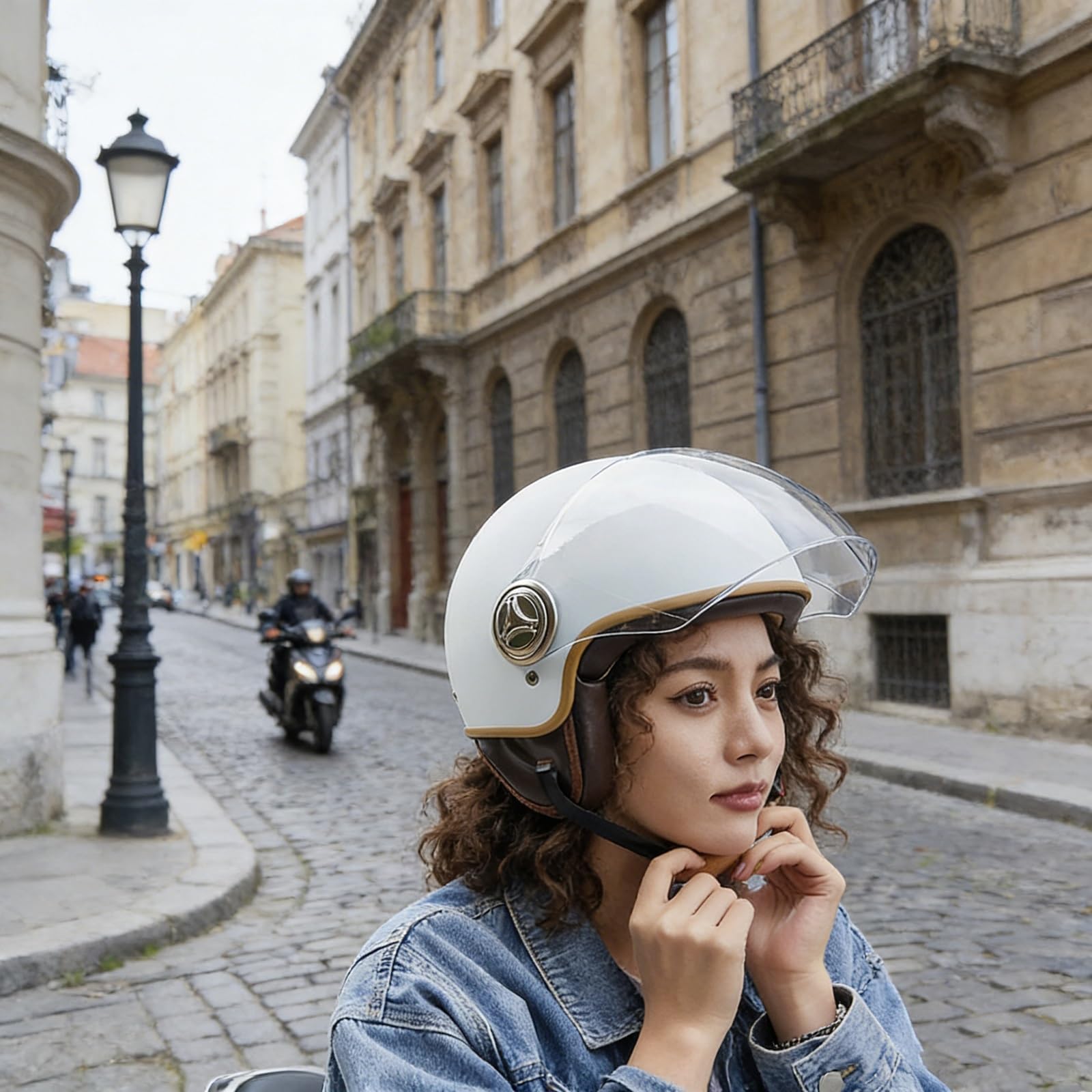 Casco 3/4 Aperto Moto E Scooter Per Bambini – Visiera Solare HD Anti-UV, Per Ragazze E Ragazzi (mopedi Leggeri), Taglia 54-61cm, Adatto Per 5-12 Anni.(7)
