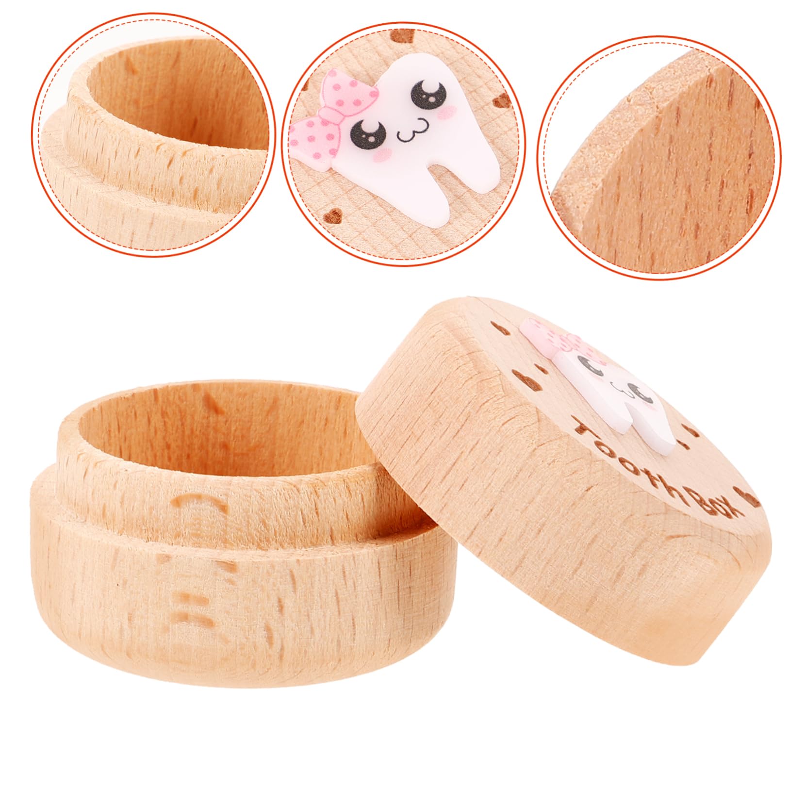 TOYANDONA 4piezas Cajita De Madera Para Dientes De Leche Almacenamiento Compacto Para Recuerdos Infantiles Caja De Recuerdos De Dientes Para Niño Niña Para Guarderías y Cumpleaños