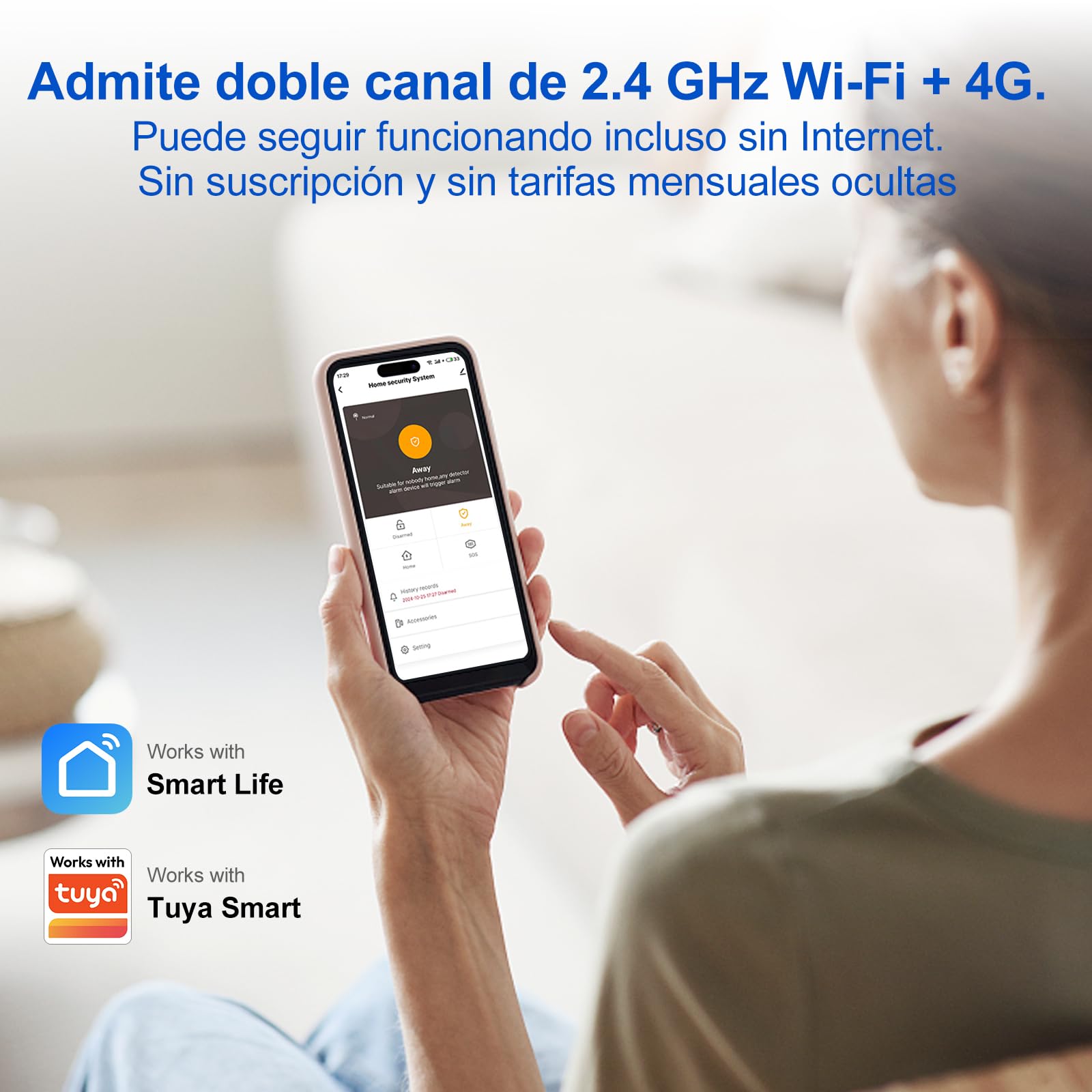 XUK Kit Alarma Casa WiFi+4G Sin Cuotas, con Pantalla Táctil de 4,3", Detector PIR, Sensor de Puerta/Ventana y Sirena de 120 dB, Sistema de Alarma para Casa Compatible con App y Alexa. (Lote de 21)