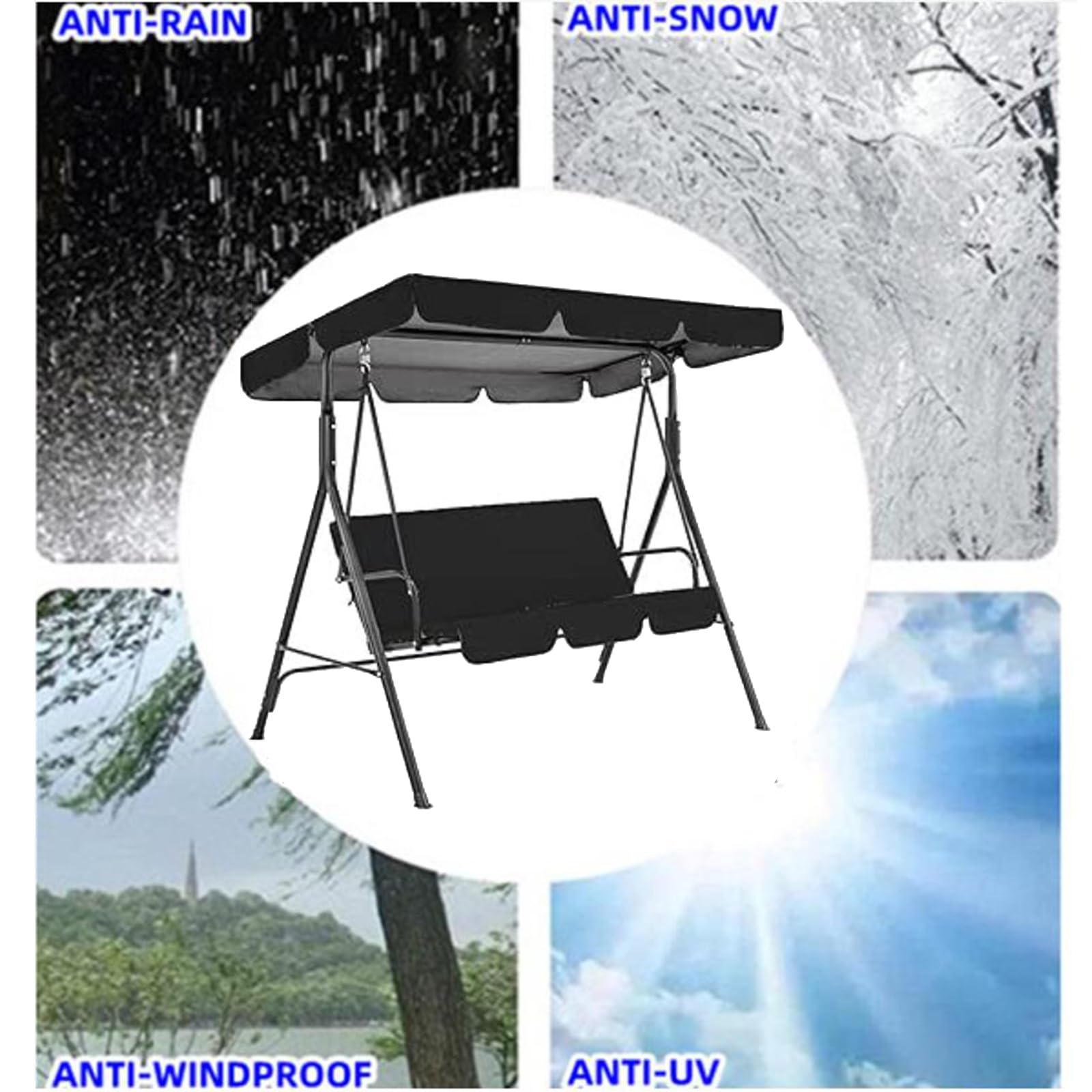 Tettuccio per Dondolo Tetto di Ricambio per Dondolo da Giardino, in Tessuto Oxford 420D, Resistente, Universale, per Sedia a Dondolo da Giardino a 2/3 Posti(Coffe,3 Seater:75x52x6in)