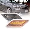 NJSBYL Clear Lens Amber LED Front Bumper Side Marker Light Kits for 2010-2013 Mercedes-Benz W212 E-Class Pre-LCI E350 E550 E63 AMG SedanWagon Driver Fender Turn Signal Sidemarker Lamps Replacements