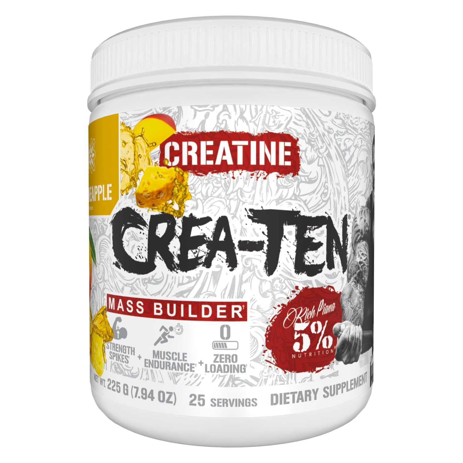 5% Nutrition CreaTEN Creatine Complex + Accelerators | Flavored Creatine Powder for Muscle Gain | Max Power, Strength, Endurance, & Recovery (Mango Pineapple)