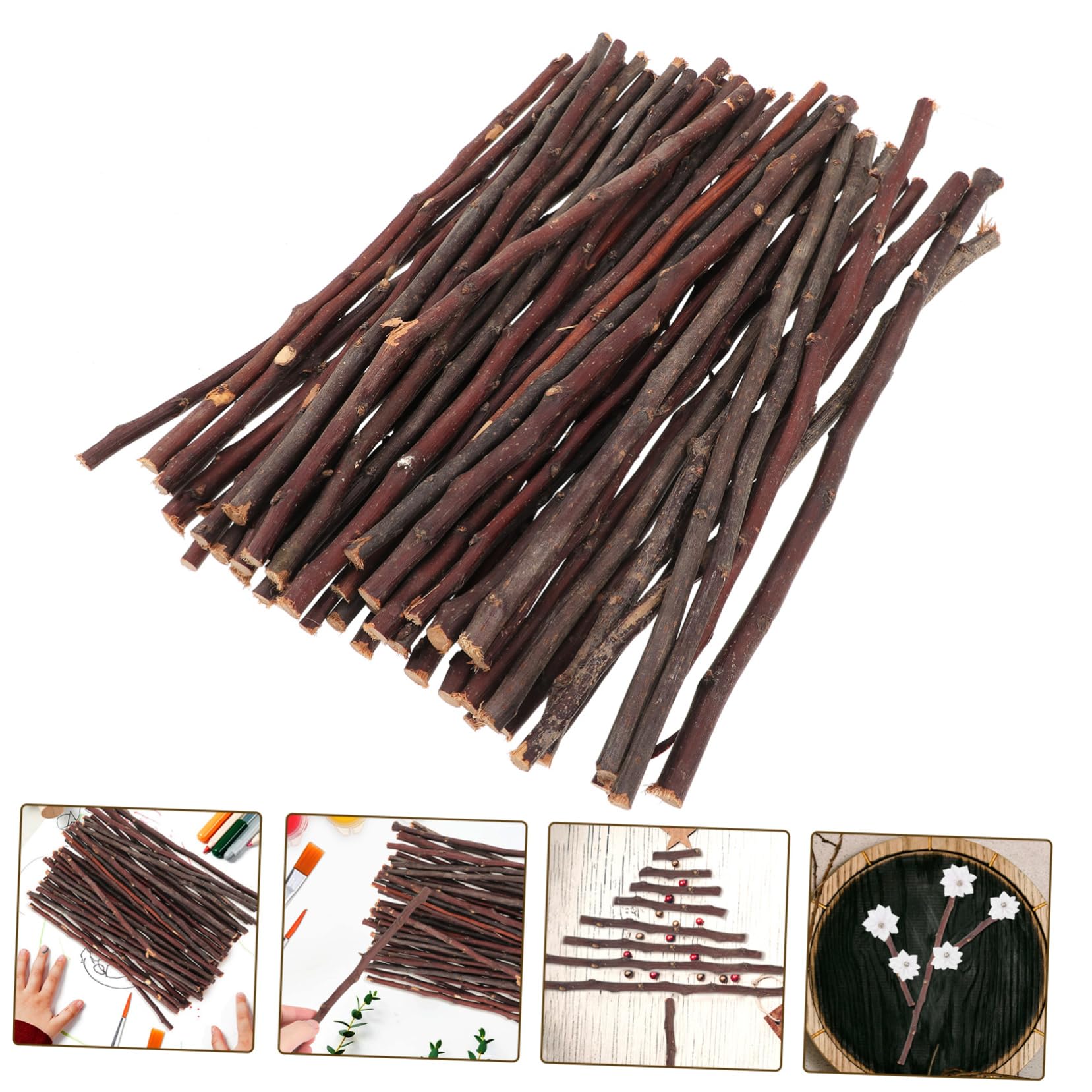 TEHAUX Palitos de Madera Natural y Ambientación Rústica 50 para Manualidades, Ramitas Marrones Fáciles de Manejar y Resistentes, Ideales para Bricolaje en Jardín