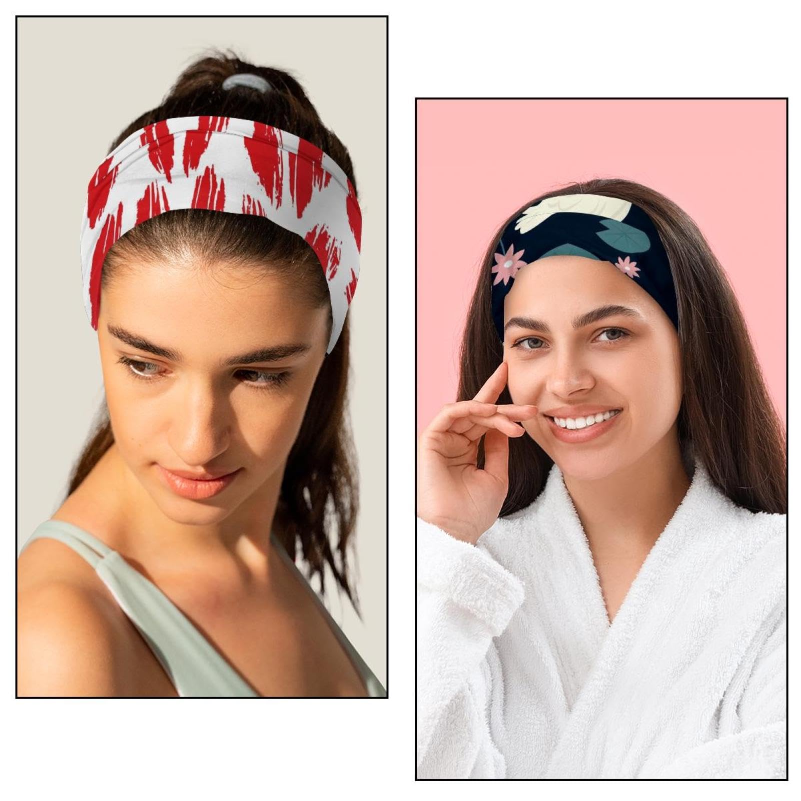 Lot de 6 bandeaux larges à motif Licorne pour femme - Turban antidérapant - Élastiques - Pour yoga, sueur, sport, entraînement