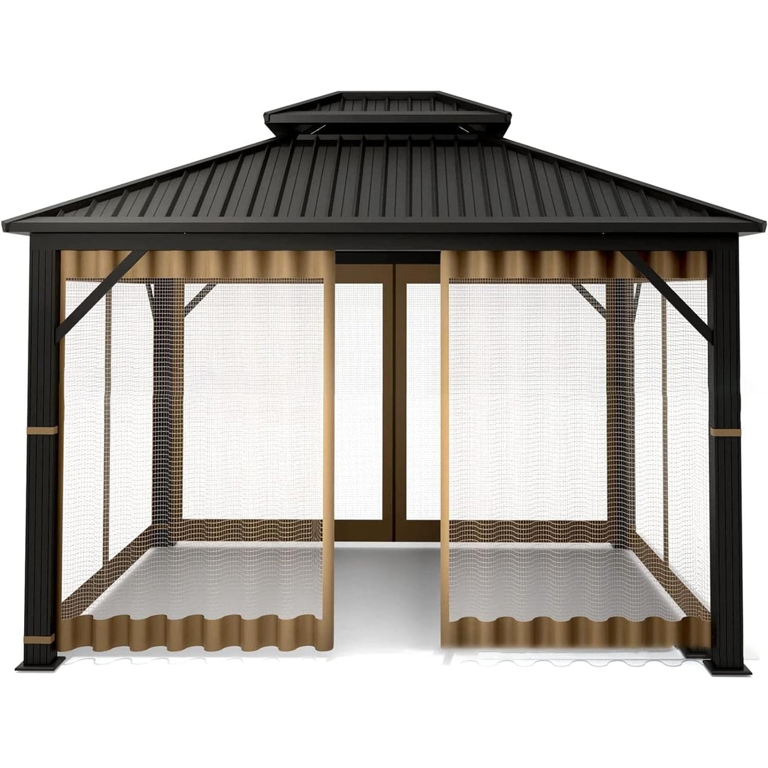 Outside Canopy Large Louvered Pergola Rectangular 10 Outdoor Gazebo Netting Khaki 10x12FT|1 Piece Rectangle Camping Net