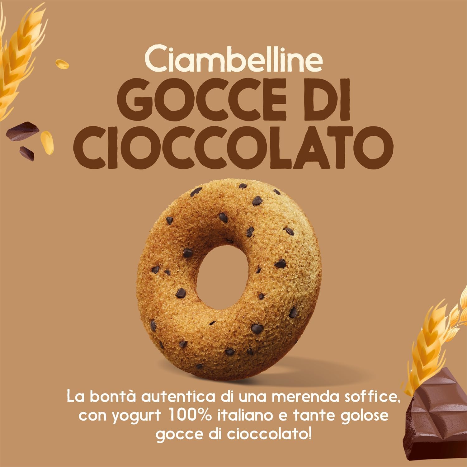 Ciambelline Integrali con Gocce di Cioccolato – 230g – Snack Dolce Ricco di Fibre con Farina Integrale – Variazioni 4/8/12 Pezzi (12 PEZZI)