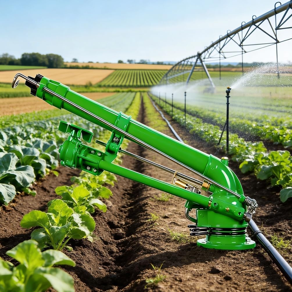 2-Inch Farm Irrigation Sprinkler Head 360 ° Large-Area Spraying Agriculture Pulse Impact Sprinkler Head with Replacement Nozzle Set for Garden Sprinkler Irrigation