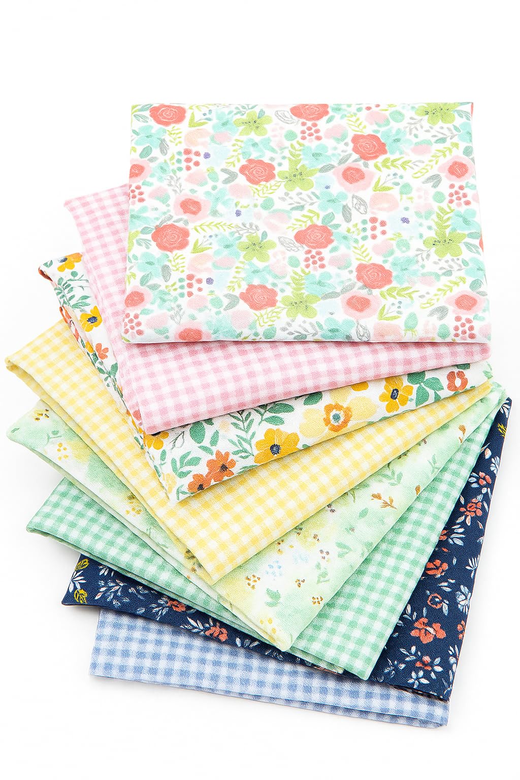 Women's Blue Craftsfabrics 8Pcs 40X50cm Wide Floral Printed Fat Quarters Fabric Bundle 100% Cotton Precut For Quilting, Patchwork, Arts & Crafts, Clothing, Sewing, Diy Projects