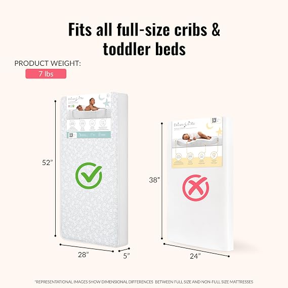 Dream On Me Breathable Orthopedic Extra Firm Crib & Toddler Mattress, Blue/White