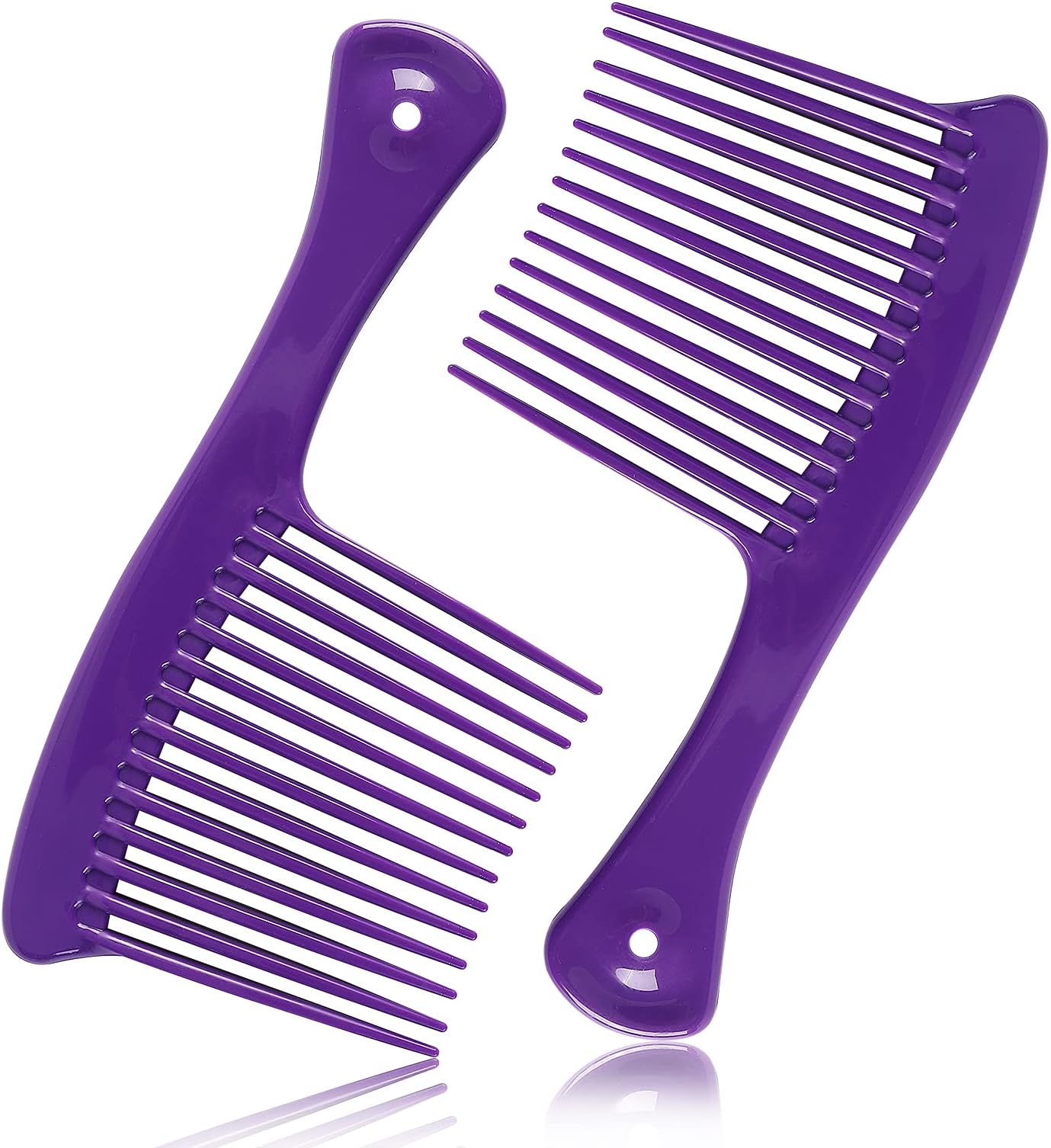 2 Pack Wide Tooth Detangling Comb, Salon Shampoo Comb for Thick, Long and Curly Hair, Jumbo Rake Comb for 4c Hair Detangling (Purple)