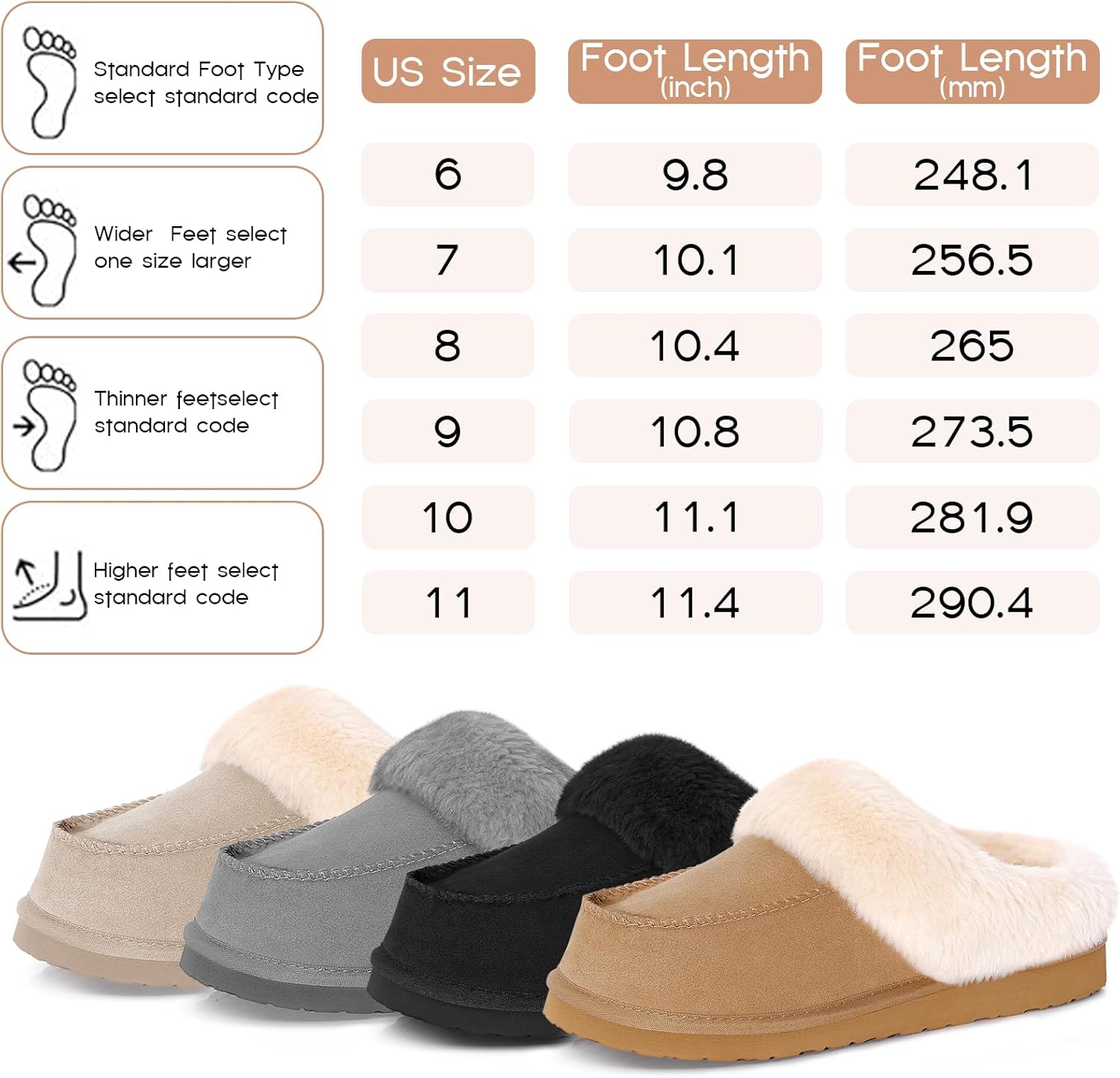 FITORY Women's Suede Slipper, Flat Slip On House Shoes with Faux Fur Lining Indoor Outdoor Short Mini Boots - Image 6