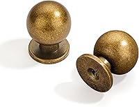 Dosoye 10 Pack 1 Inch Antique Brass Round Ball Cabinet Knobs - Vintage Solid Zinc Drawer Knobs for Kitchen Bathroom Hardware
