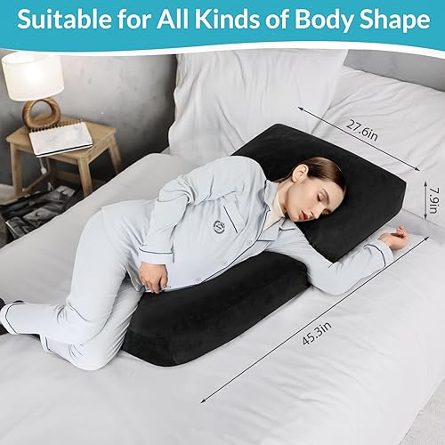 Miniatura 2 de Almohadas de embarazo para dormir, almohada de masaje de embarazo de 45.3 pulgadas, almohada de cuerpo completo con funda extraíble, soporte para