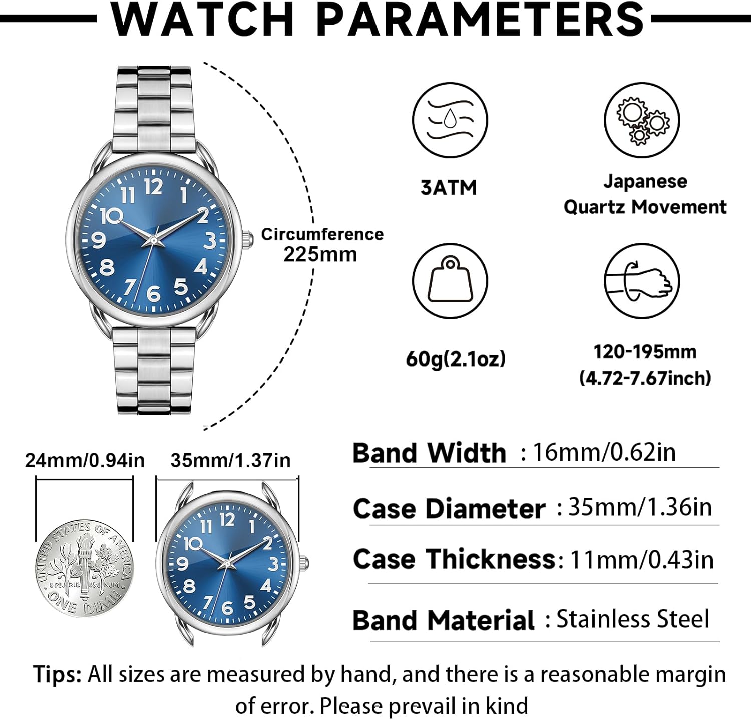 Asan Ge 35mm Watch for Women,Magnetic Stainless Steel Band Metal Watch,Easy to Wear No Tool Adjustment, Elegant Minimalist Waterproof Scratch Resistant for Seniors/Arthritis - Image 6