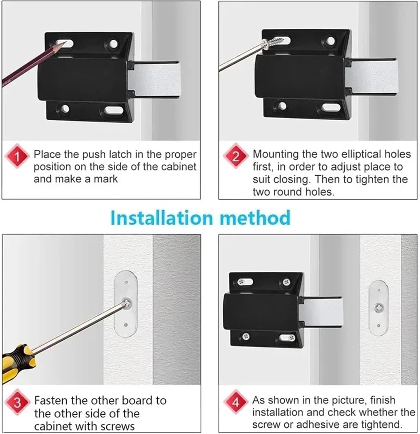 14pcs Magnetic Push Latch Catch Pressure Touch Release Cabinet for Door Drawers Kitchen Drawer Cupboard Pop Out(White 2)