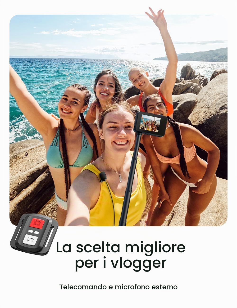 Surfola Action Cam 4K 60FPS, SF630 Subacquea 40M in Metallo Nudo Impermeabile 10M, Wifi, Telecamera Per Casco EIS, Videocamera a Doppio Schermo con Microfono Esterno, 2 Batterie Da 1350mAh