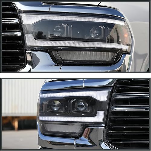 Vista 14 de SPEC-D TUNING Faros delanteros cromados de doble proyector con señal de giro LED secuencial y animación de arranque compatible con Dodge Ram 2500