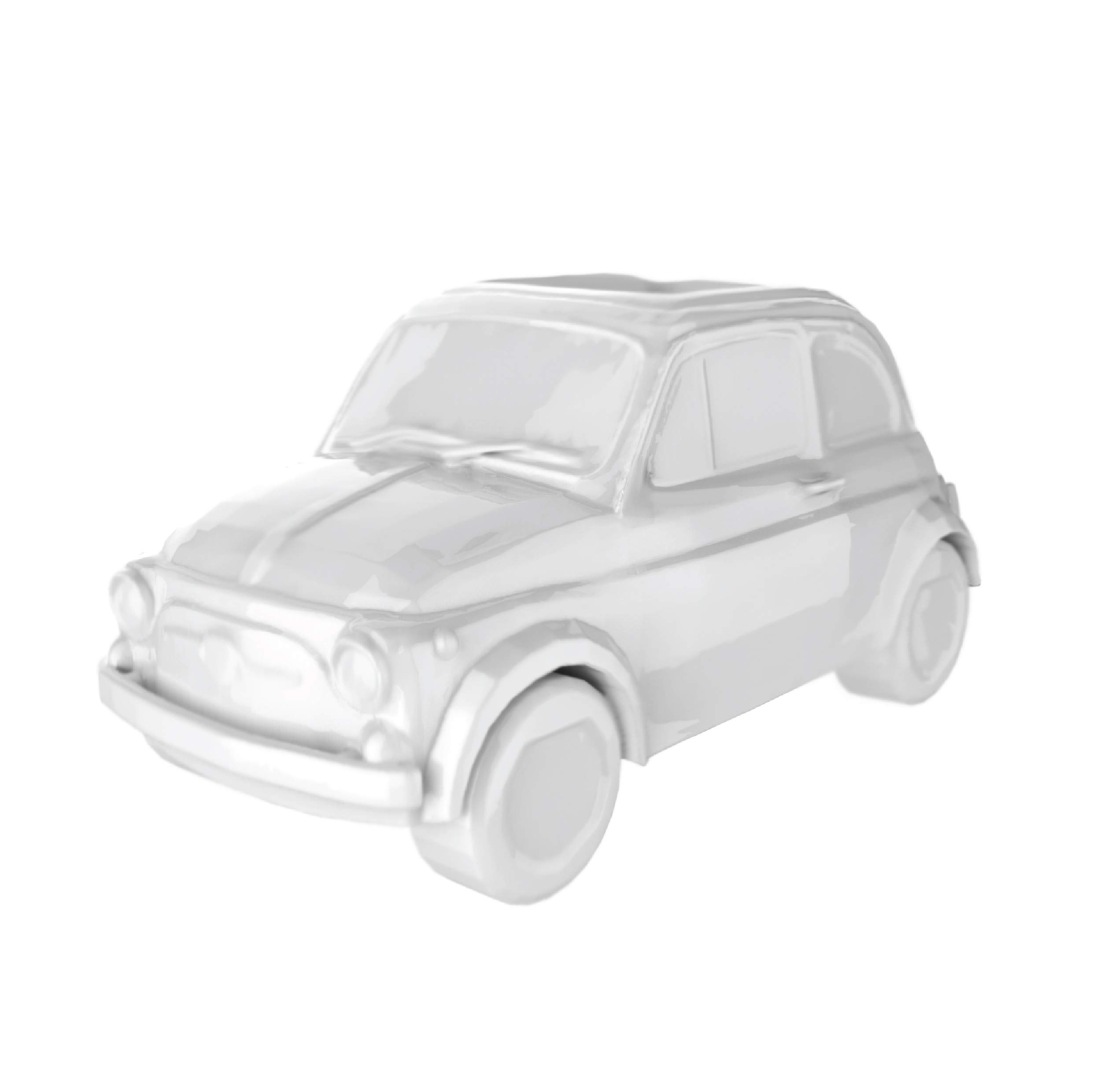 LH Portaoggetti Umidificatore Per Radiatore, Modello Fiat 500, In Ceramica Bianca, Fatto A Mano In Italia - 3